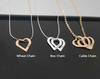 Personalized Heart Name Necklace, Multiple Heart Name Necklace, Mother Necklace with Kids Names, Name Jewelry For Mother,Mother Jewelry Gift