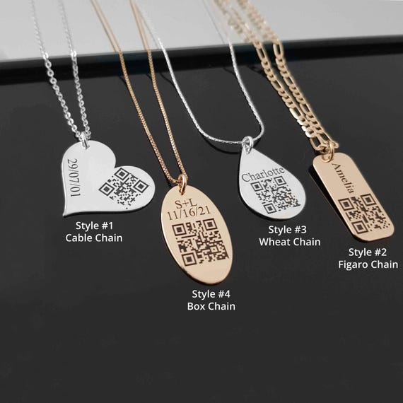 Personalized QR Necklace, Secret Message Necklace, Memorial