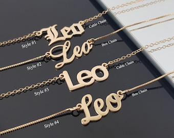 Lejonhalsband med 4 typsnitt, Lejonets stjärnteckenhalsband, Lejonets horoskophalsband, Astrologi Lejonets födelsedagspresentidé, Lejonets stjärnhänge smycken