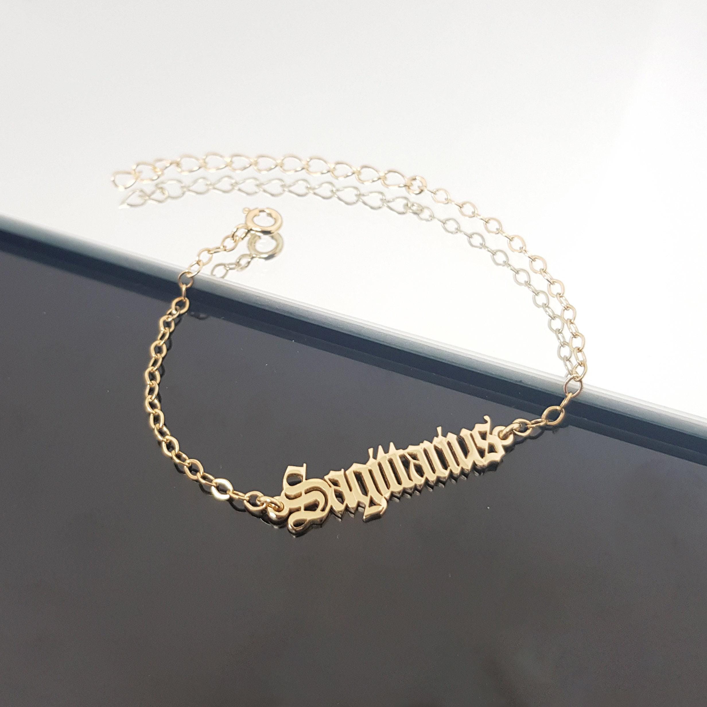 Sagittarius Zodiac Sign Bracelet, Sagittarius Horoscope Bracelet, Sagittarius Old English Font Bracelet, Sagittarius Birthday Gift Ideas