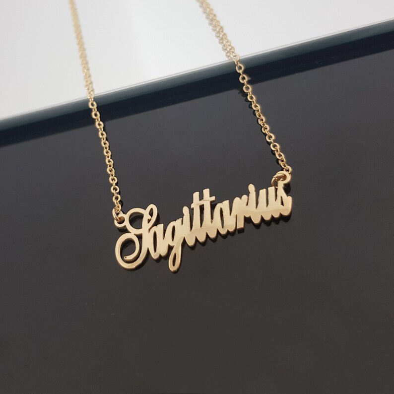 Sagittarius Necklace With 4 Font Styles, Sagittarius Zodiac Sign Necklace, Sagittarius Horoscope Necklace, Astrology Sagittarius Birthday image 6