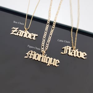 Gothic Old English Name Necklace, Personalized Gothic Style Nameplate Necklace. Gothic Font Old English Pendant, Any Name Goth Jewelry Gift