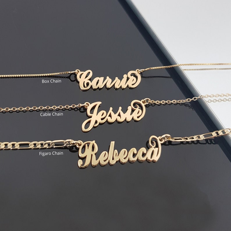 Carrie Name Necklace, Customized Carrie Font Nameplate, Personalized Carrie Style Name Pendant, Carrie Style Necklace Cable Box Or Figaro image 1