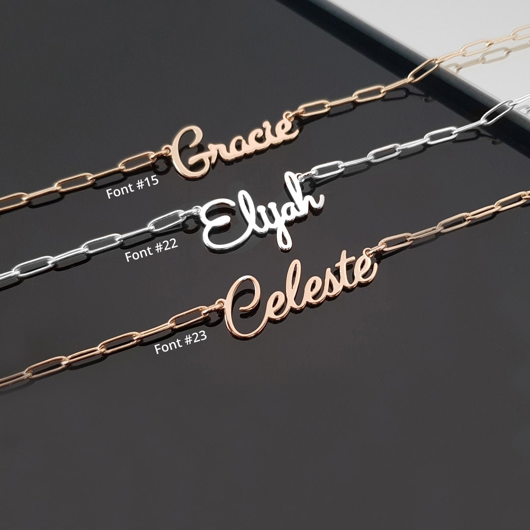 Paperclip Chain Necklace With Charm, Paper Clip Chain Necklace With