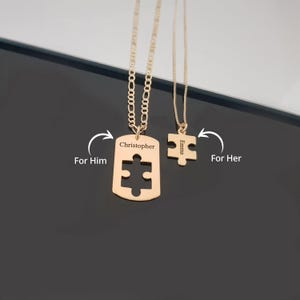 Matching necklaces for couples, Two Necklaces Set, Matching Necklaces, Puzzle Necklace Set for 2, Long Distance Relationship Gift