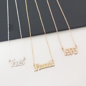 Old English Name Necklace, Custom Old English Font Style Necklace, Personalized Gothic Name Necklace, Customize Any Name/Word English Letter