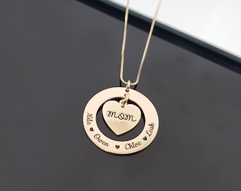 Personalized MOM Necklace With Kids Name, Customized Mother Pendant With Names, Mother&#39;s Day Gift, Jewelry For Mother, MOM Pendant Gift