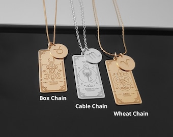 Zodiac Sign Pendant Necklace, Star Sign Symbol Necklace, Astrology Sign Necklace, Zodiac Tarot Necklace, Personalized Zodiac Sign Jewelry