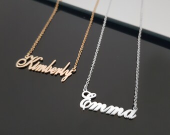 Cable Chain Name Necklace, Personalized Name Necklace, Custom Cursive Name Necklace, Dainty Personalized Necklace, Name Pendant Silver