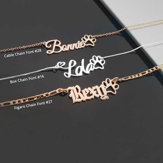 Paw necklace with best sale name