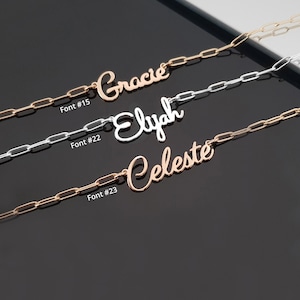 Paperclip Chain Necklace with Charm, Paper Clip Chain Necklace with Name, Nameplate Paperclip Necklace, Custom Name Necklace Paperclip