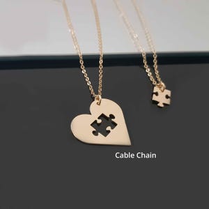 Personalized Heart Bestfriend Necklace, Puzzle Necklace Set for 2, Couples Necklace Set, Gift From Daughter to Mom, Jigsaw Puzzle Necklace
