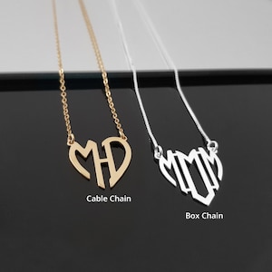 Heart Monogram Necklace, Personalized Monogram Necklace, Two Inital Monogram Necklace, Three Initial Necklace Gold, Custom Monogram Pendant