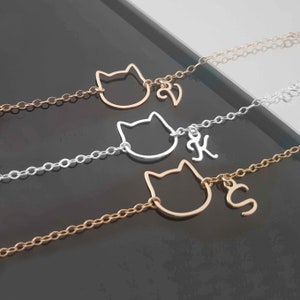 Personalized Cat Bracelet For Women, Cat Bracelet Memorial, Personalized Pet Jewelry, Cat Bracelet Charms, Initial Cat Bracelet, Cat Gifts
