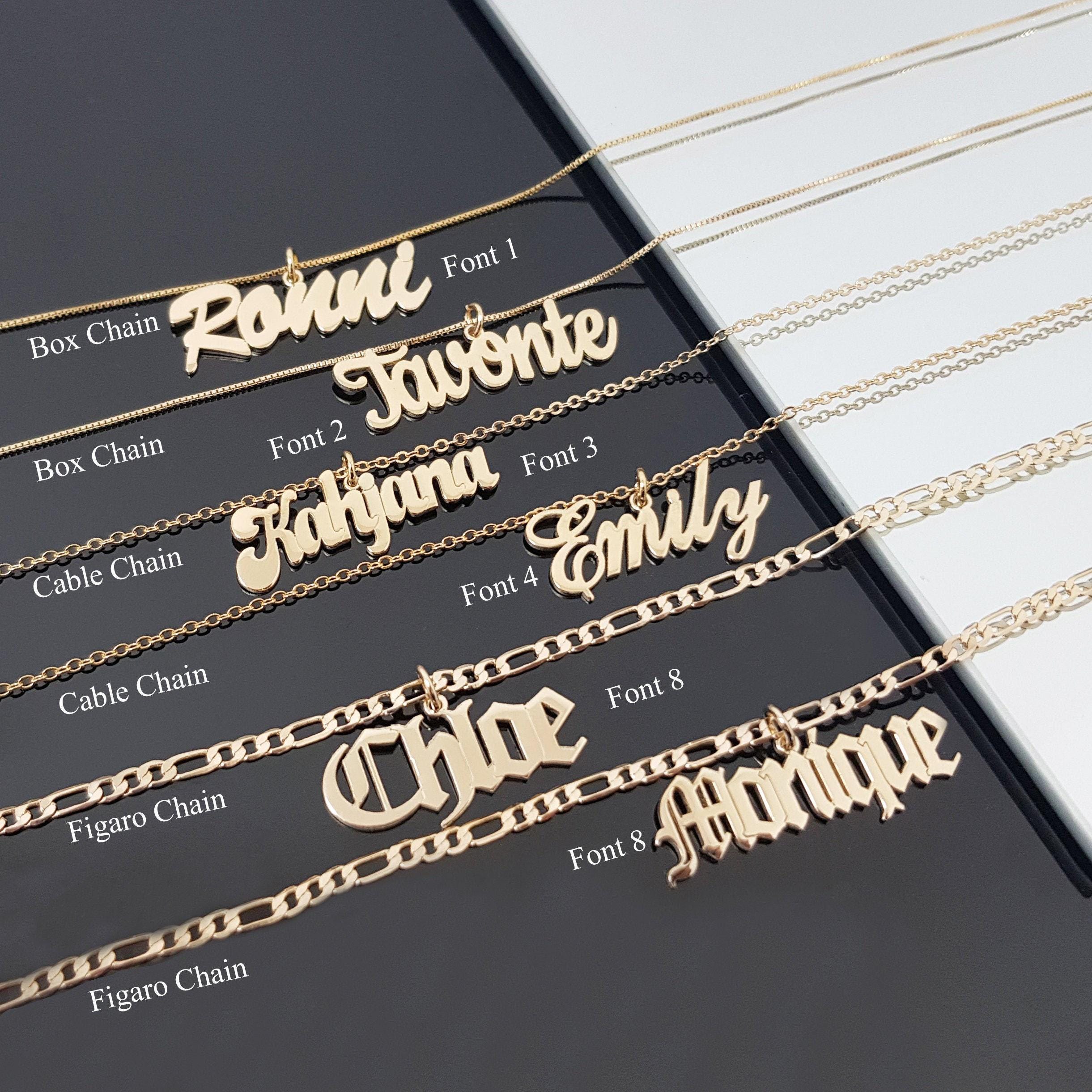 Customize name necklace, Personalized Gold Name Necklace, Custom Silver Name Necklace, English Nameplate, Jewelry Gift, Cable Box Or Figaro