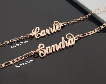 Carrie Name Bracelet/Anklet, Carrie Font Nameplate Bracelet, Carrie Style Name Pendant, Personalized Name Bracelet For Women, Name Anklet