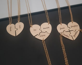 Hart puzzel naam ketting, zusters ketting set, sieraden voor vrienden, beste vrienden kettingen voor 2/3/4, vriendschap sieraden set voor meisjes