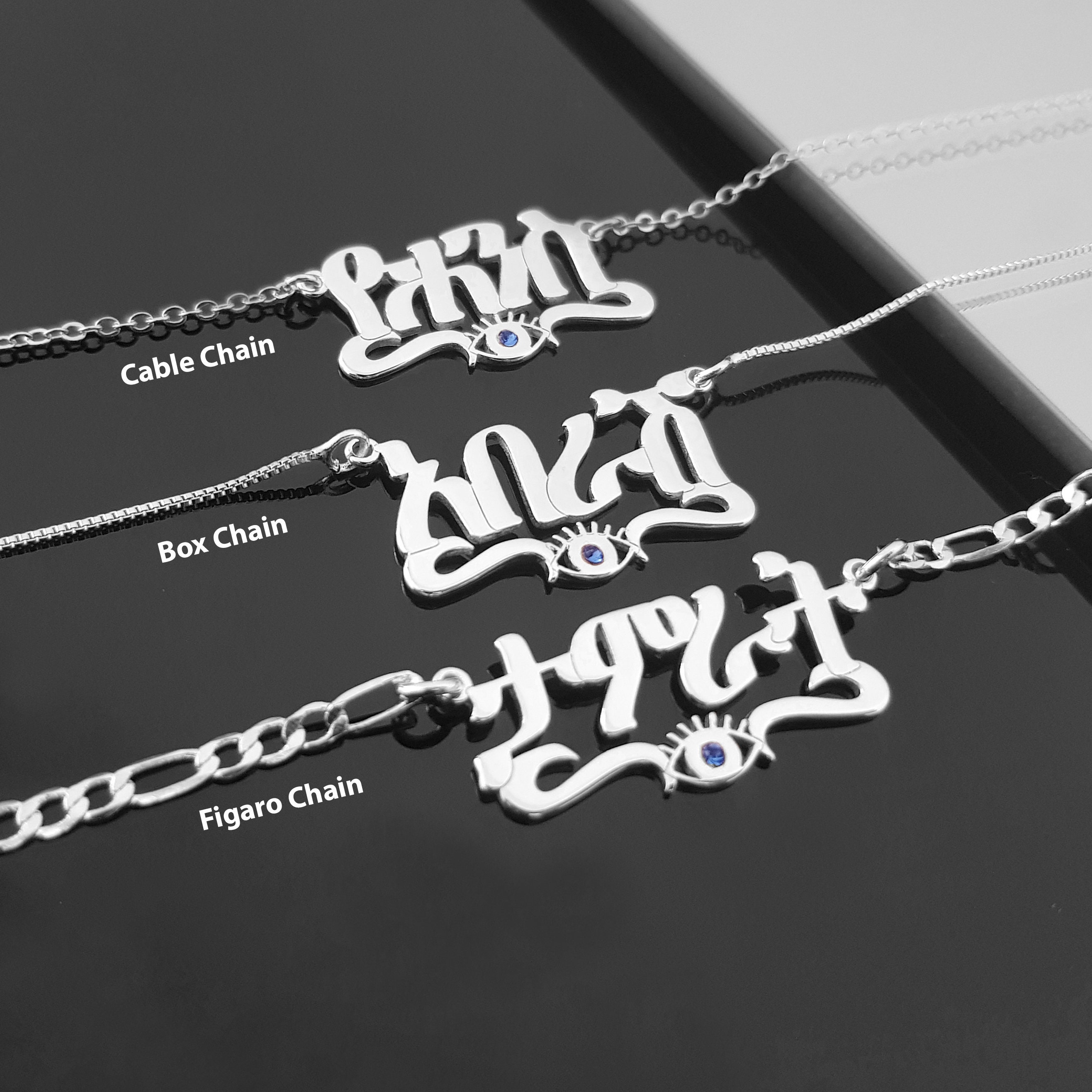 Personalized Evil Eye Amharic Name Necklace Amharic Alphabet ...