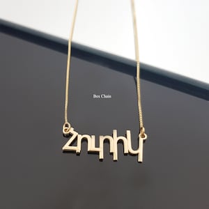 Armeense naam ketting, Armeens naamplaatje, aangepaste Armeense hanger, gepersonaliseerde Armeense letters lettertype naamplaatje, Figaro ketting afbeelding 3