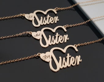 3 Sister Necklace SET, Sister Gift From Sister, Sister Necklace For 3, Lil Sis Big Sis Necklace, Three Sisters Silver, 3 Sisters Gift SET