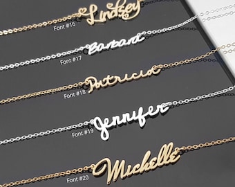 Personalized Name Necklace With Cable Chain, Dainty Name plate Necklace Gold, Minimalist Name Necklace,Script Name Necklace, Bridesmaid Gift