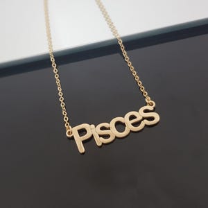Pisces Necklace With 4 Font Styles, Pisces Zodiac Sign Necklace, Pisces Horoscope Necklace, Pisces Birthday Gift, Pisces Astrology Gift Jewe imagen 7