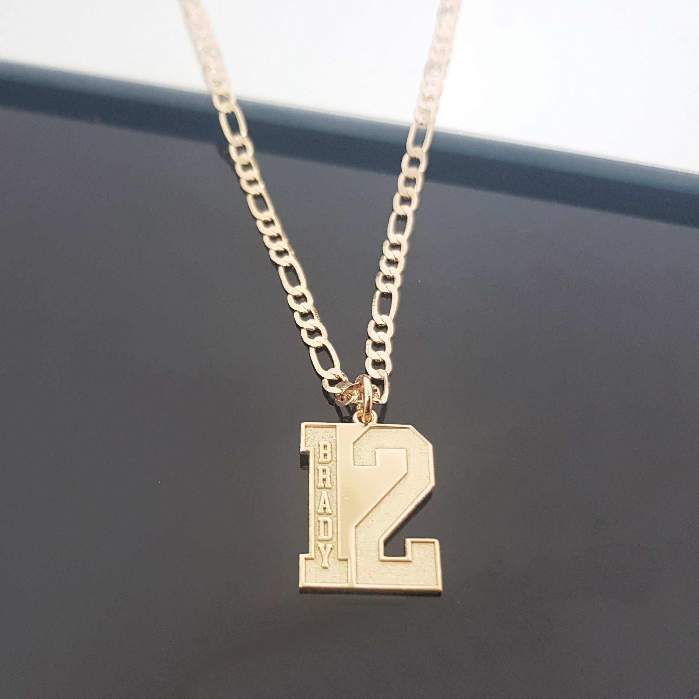 Personalized Sports Number With Engraved Name Necklace Etsy