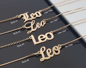 Leo ketting met 4 lettertypestijlen, Leo sterrenbeeld ketting, Leo Horoscoop ketting, astrologie Leo verjaardagscadeau idee, Leo Star hanger Jewelr