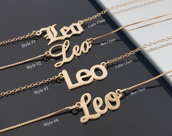 Leo Halskette mit 4 Schriftarten, Löwe Sternzeichen Halskette, Löwe Horoskop Halskette, Astrologie Löwe Geburtstag Geschenkidee, Löwe Stern Anhänger Schmuck