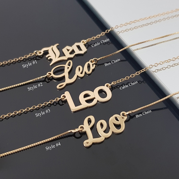 Leo Necklace With 4 Font Styles, Leo Zodiac Sign Necklace, Leo Horoscope Necklace, Astrology Leo Birthday Gift Idea, Leo Star Pendant Jewelr