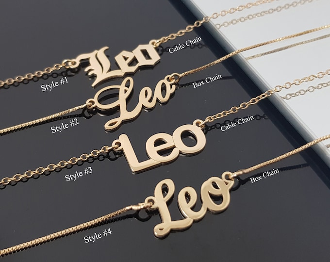 Leo Necklace With 4 Font Styles, Leo Zodiac Sign Necklace, Leo Horoscope Necklace, Astrology Leo Birthday Gift Idea, Leo Star Pendant Jewelr