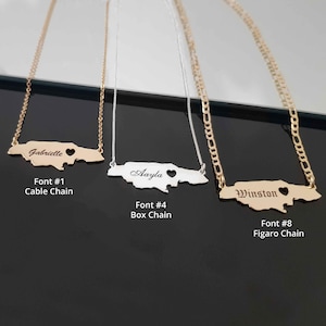 Collar personalizado con mapa de Jamaica, plata de ley, colgante con nombre personalizado.