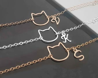 STORYJEWELLERY Birthstone Cat Bracelet – Sterling Silver & 18k Gold Plated, Dainty Charm Bracelet For Women