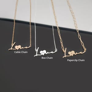 Collar de amor, collar con inicial de amor con corazón, collar de amor, collar personalizado para el día de la mujer, joyería con nombre para ella, regalo para ella