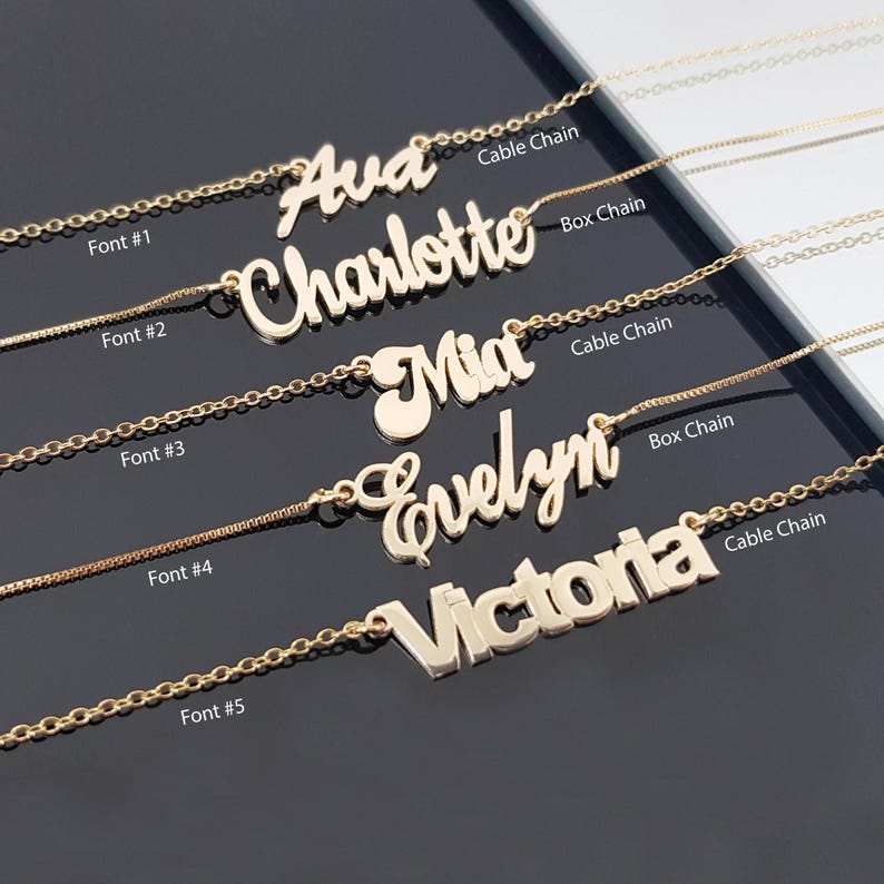 Dainty Customized Name Necklace • Personalized Nameplate Necklace • Any Name/Word Name Pendant Necklace • Personalized Women's Jewelry Gift image 1