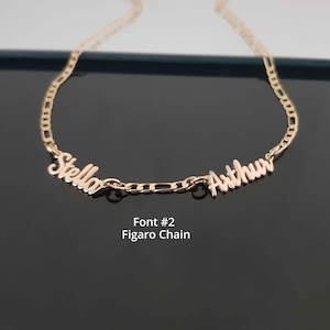 Two Name Necklace Gift For Her, Double Name Necklace, Name Necklace With Two Names, Couple Name Necklace, Personalized Couple Jewelry Gift