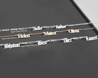 Mother's Name Necklace, Name Neckalce with 4 Names, Mother of 4 Necklace, Personalized Necklace with Kids Name, Children's Name Necklace