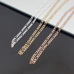 Sterling Silver Figaro Chain Necklace For Woman/ Men 1mm*3mm,  16" 18" 20" 22" 24" 26" 28" 30" Made In Italy, Replacement Chain For Necklace