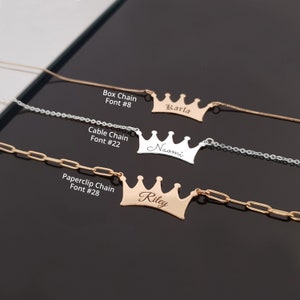 Name Necklace With Crown, Personalized Name plate Necklace, Customize Name Necklace With Any Name, Gift for Her, Personalized Women's Gift