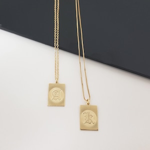 Old English Initial Necklace, Personalized Letter Necklace, Initial Necklace, Gothic Initial Letter Necklace Old English Initial Necklace