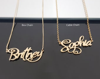 Collar con nombre de fuente de corazones, collar con nombre personalizado con corazones, collar con nombre de niña, regalo de cumpleaños para hija, collar con nombre para niños