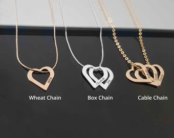 Personalized Heart Name Necklace, Multiple Heart Name Necklace, Mother Necklace with Kids Names, Name Jewelry For Mother,Mother Jewelry Gift