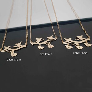 Personalized Family Jewelry for Mom, Family Branch Necklace, Initial Necklace for Mom, Baby Bird Necklace, Family Initial Necklace, Mom Gift