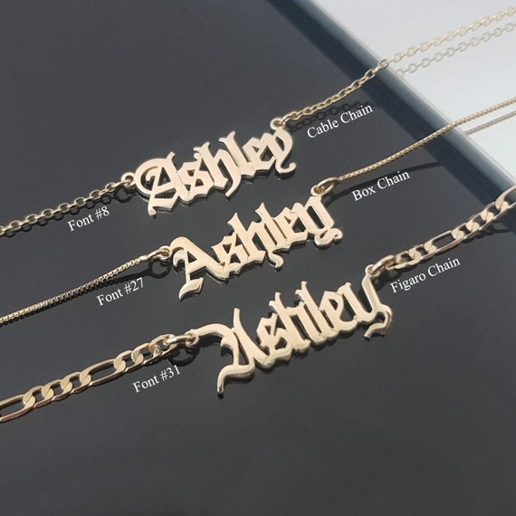 Personalized Old English Name Necklace, Customized Gothic Style Nameplate Necklace. Gothic Font Old English Pendant, Edgy Goth Jewelry Gift