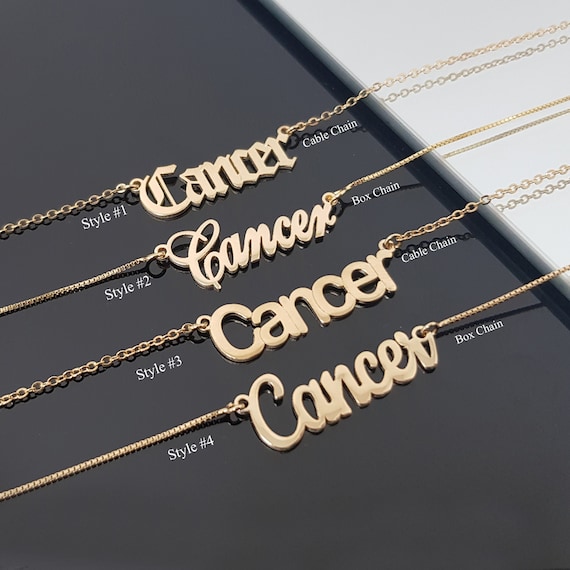 Cancer Necklace With 4 Font Styles Cancer Zodiac Sign - Etsy