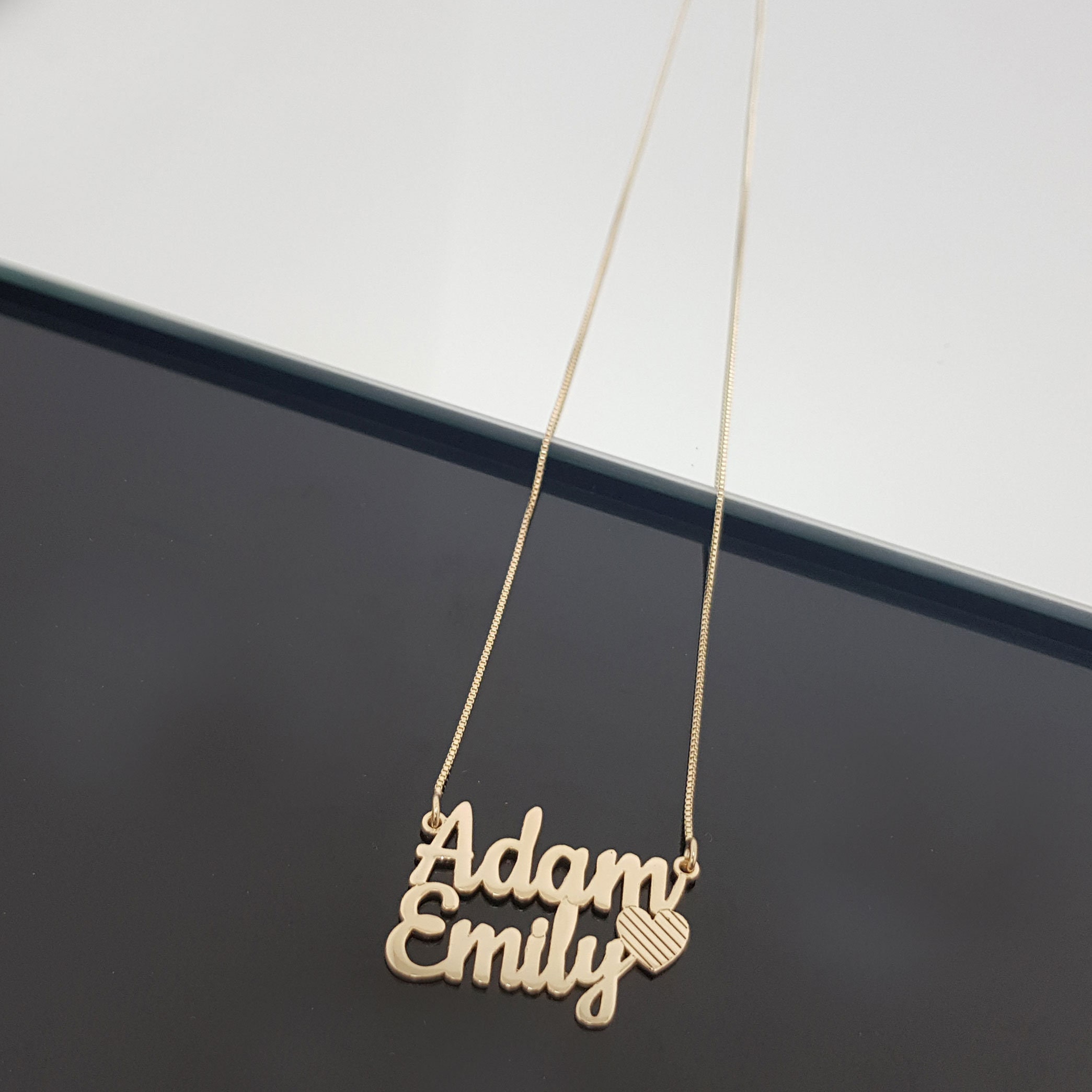 Double Name Necklace With Heart Two Names Necklace 2 Layer - Etsy