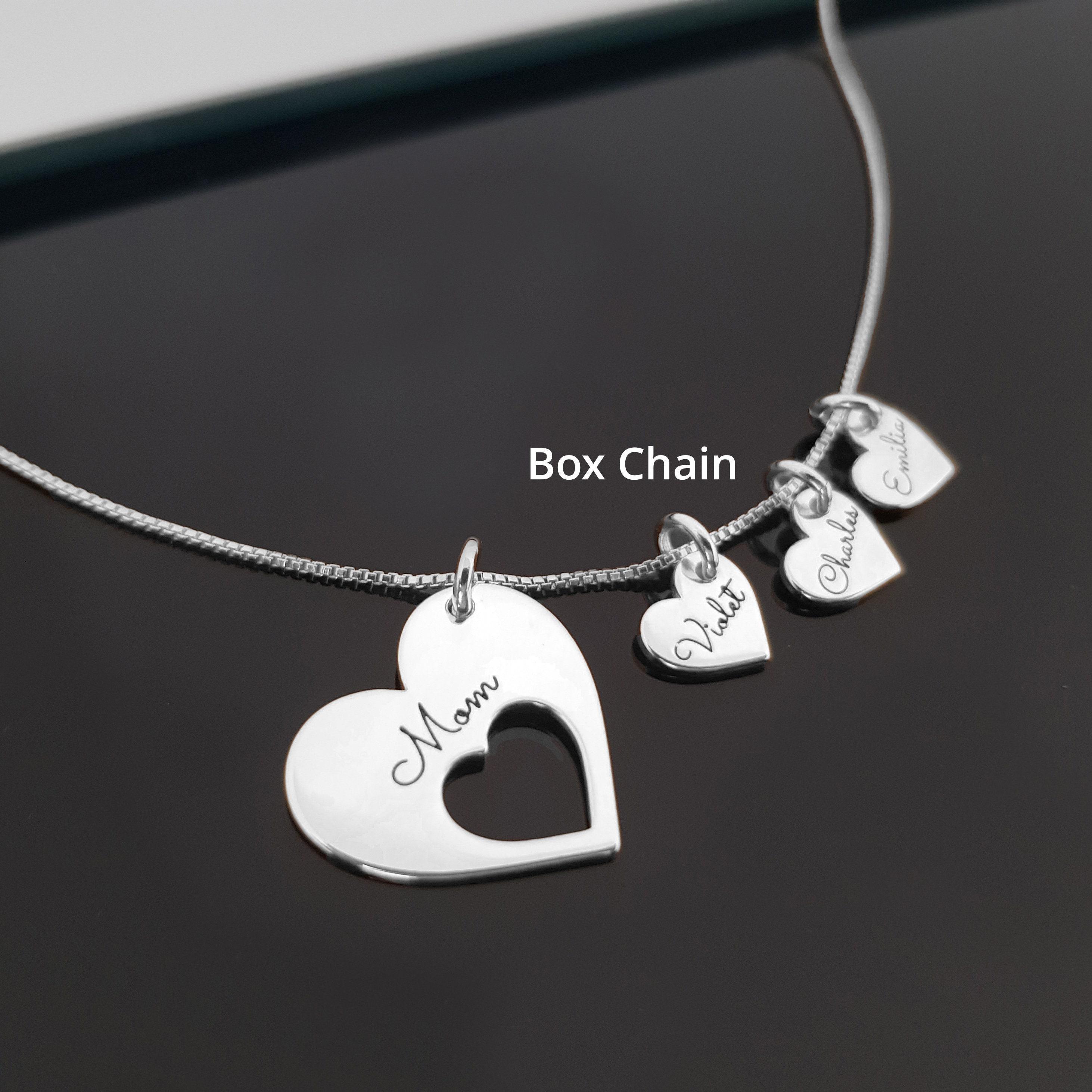 Name Necklace For Mom, Personalized Necklace With Kids Names, Engraved Hearts Necklace With Multiple Names, Necklace For Mom With Kids Names
