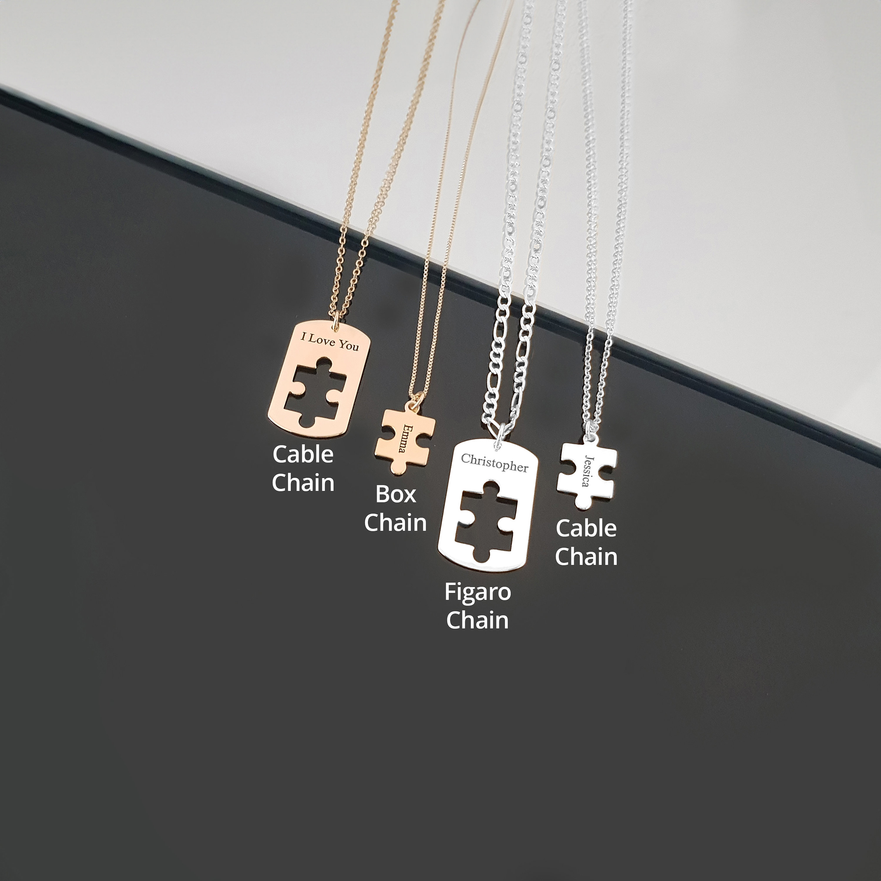 Matching necklaces for couples, Two Necklaces Set, Matching Necklaces, Puzzle Necklace Set for 2, Long Distance Relationship Gift