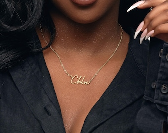 Custom Handwriting Name Necklace, Sterling Silver Signature Pendant