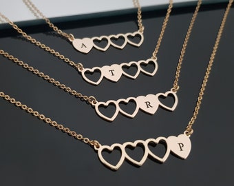 Four Sisters Necklace Heart Shape Set of 4, Four Best Friends Neckalce, Big Sis Lil Sis Necklace, Gift From Mother to Daugther